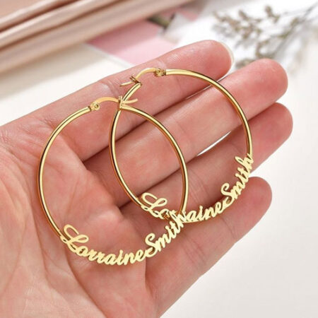 Custom name engraved earrings by Classic Collection