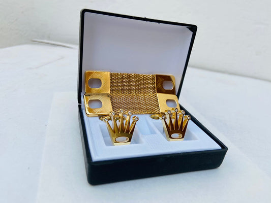 Crown Cufflinks with Logo Box and Chain