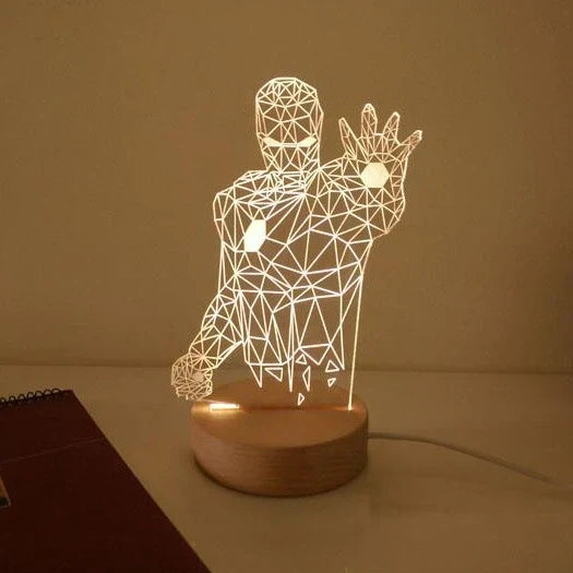 Superhero-Themed 3D Illusion LED Night Lamp