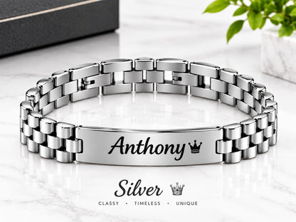 Engraved Name Chain-Link Bracelet
