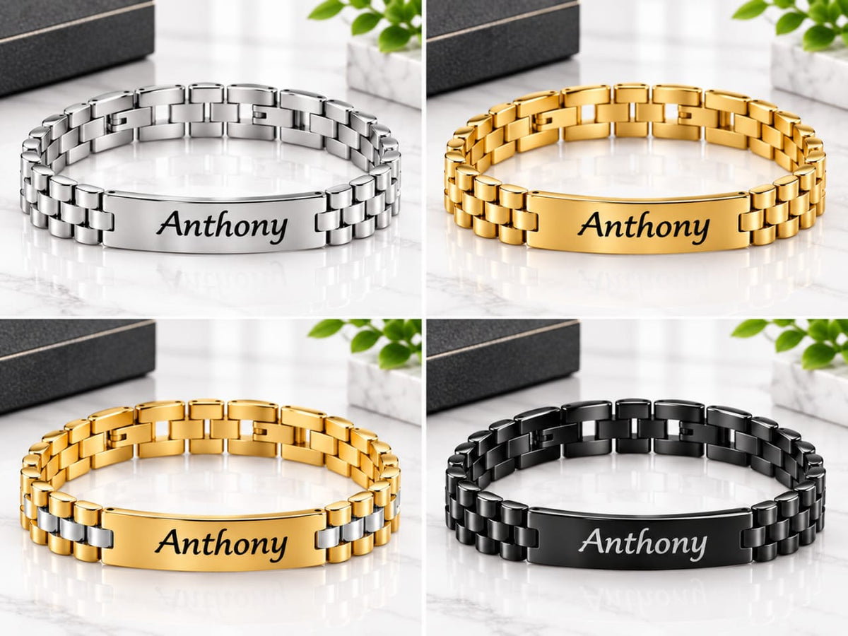 Engraved Name Chain-Link Bracelet
