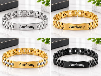 Engraved Name Chain-Link Bracelet