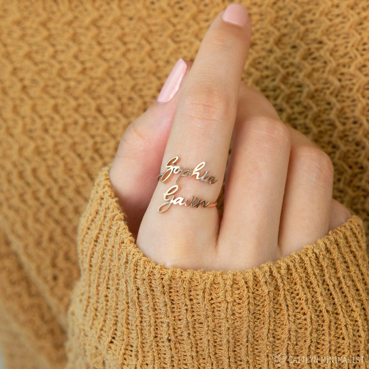 Custom double name ring by Classic Collection