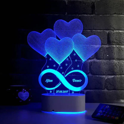 COUPLE NAME PERSONALIZED 3D ILLUSION LED Night LAMP